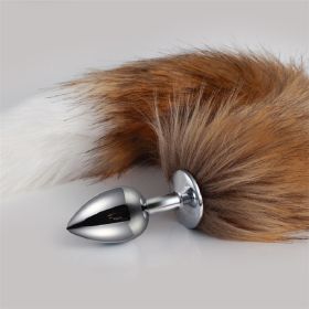 Metal Feather Anal Toys Fox Tail Anal Plug Erotic Anus Toy Butt Plug Sex Toys for Woman and Men Sexy Butt Plug Adult Accessories (Color: brown)