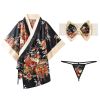 Sexy Kimono Nightgown Yukata for Woman Japanese Floral Fashion Yakata Cardigan Haori Silk Sleepwear Leisure Wear Pajamas Dress